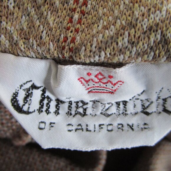 1970s brown faux wool slacks with elastic waist. Plaid, used condition. - Picture 11 of 12